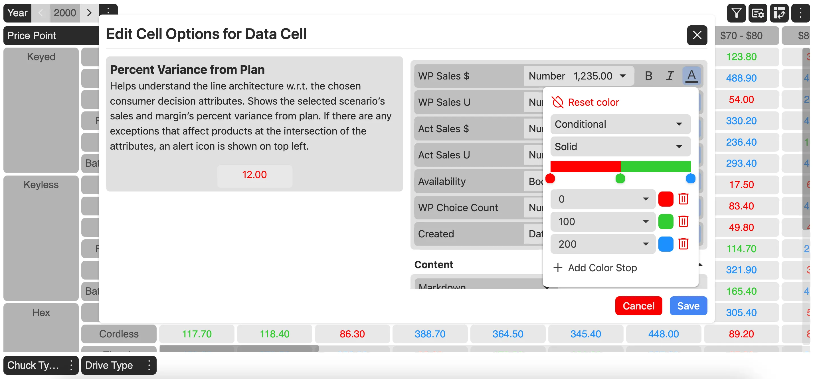 Conditional Formatting Modal